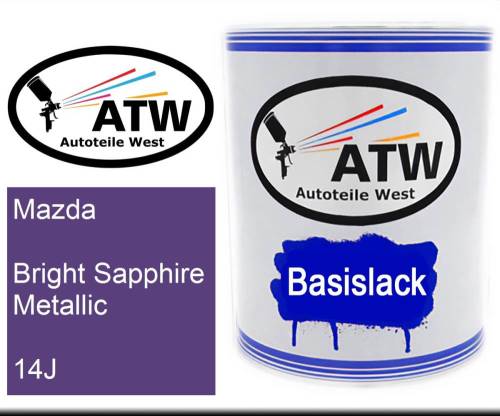 Mazda, Bright Sapphire Metallic, 14J: 1L Lackdose, von ATW Autoteile West.